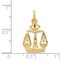 14K Yellow Gold Scales Of Justice Charm Law Jewelry 21mm x 13mm